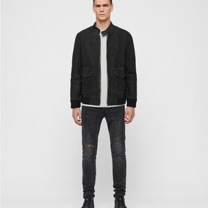 Men’s All Saints Black Bomber Leather Jacket